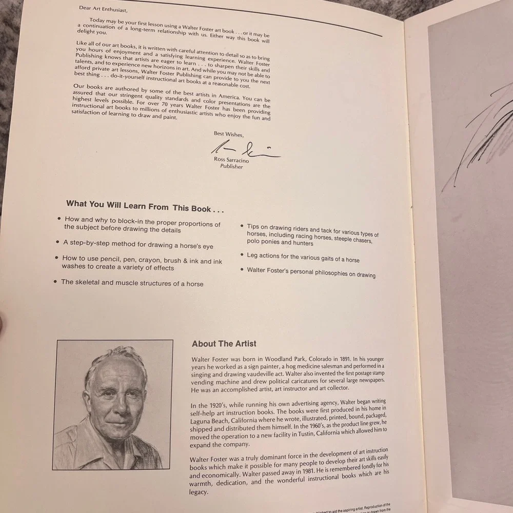 How to Draw Horses Art‎ Instruction Book White Sketch Walter Foster